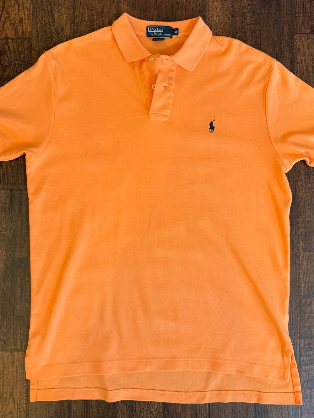 Polo Ralph Lauren Men’s Medium Orange Cotton Short Sleeve Polo Shirt Blue Pony